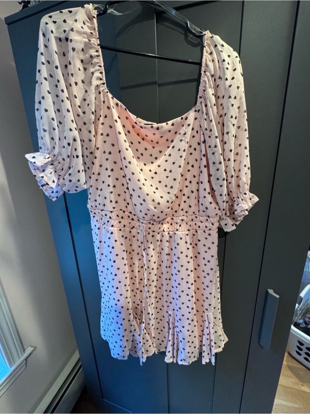 Trixxi Light Pink Heart Print Short Sleeve Dress